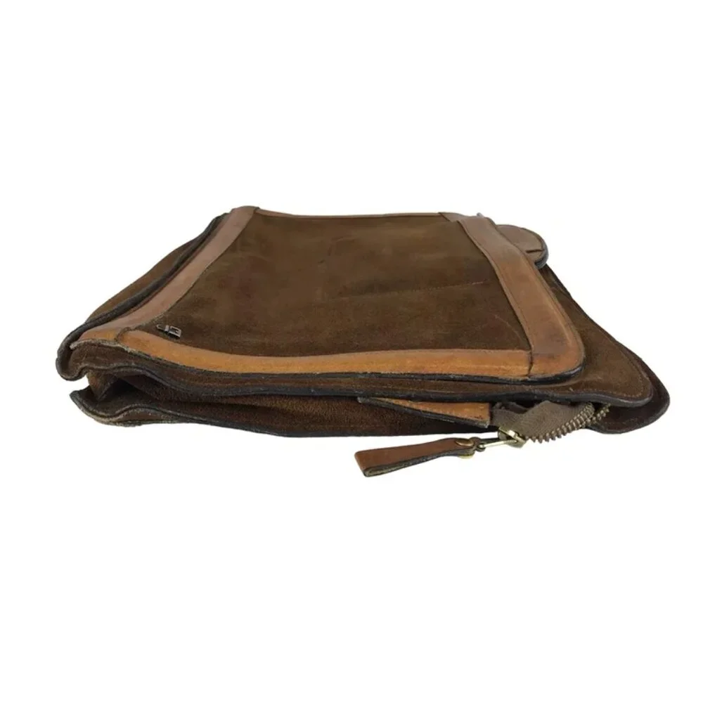 Michael Scott Unisex Adult Brown Suede‎ Double Top Handle Briefcase Bag